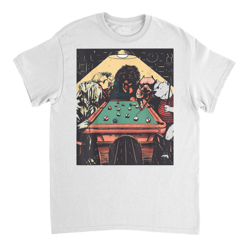 Game Night Dogs On Billiards Pool Table Shooting 8 Ball T Shirt Classic T-shirt | Artistshot