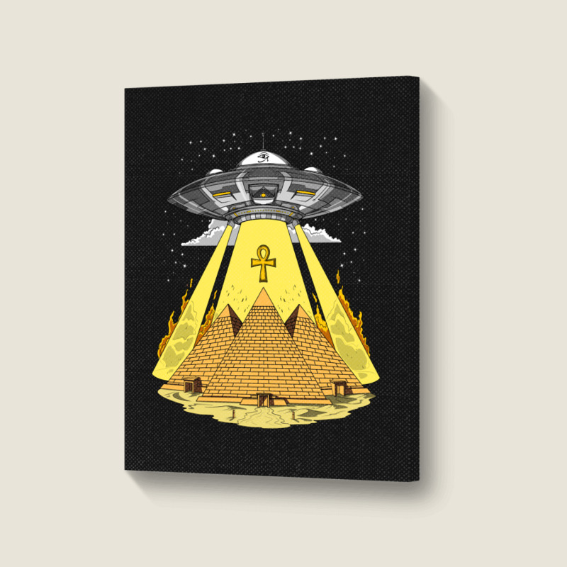 Hippie Alien Egyptian Pyramids Portrait Canvas Print | Artistshot