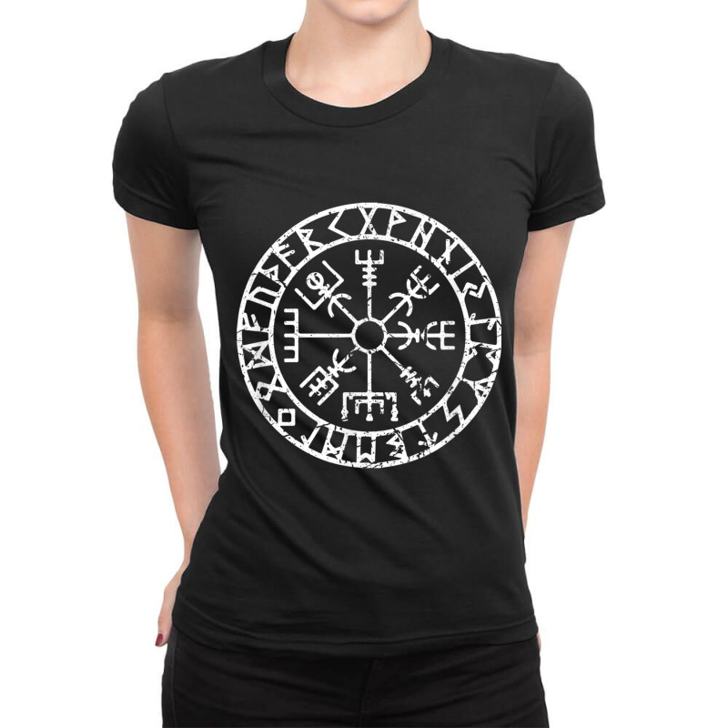 Viking Lucky Charm Celtic Runes Viking Compass Vegvisir Ladies Fitted T-Shirt by criticizematter | Artistshot