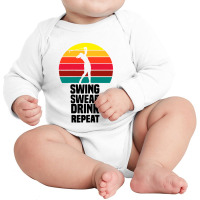 Womens Swing Swear Drink Repeat Long Sleeve Baby Bodysuit | Artistshot