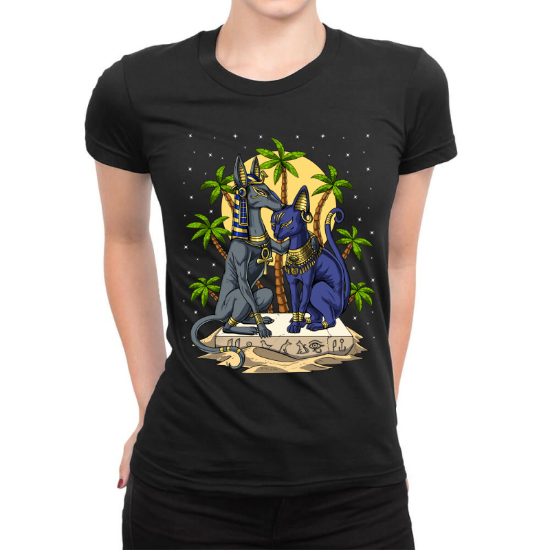 Hippie Anubis And Bastet Ladies Fitted T-Shirt by urethrapricey | Artistshot