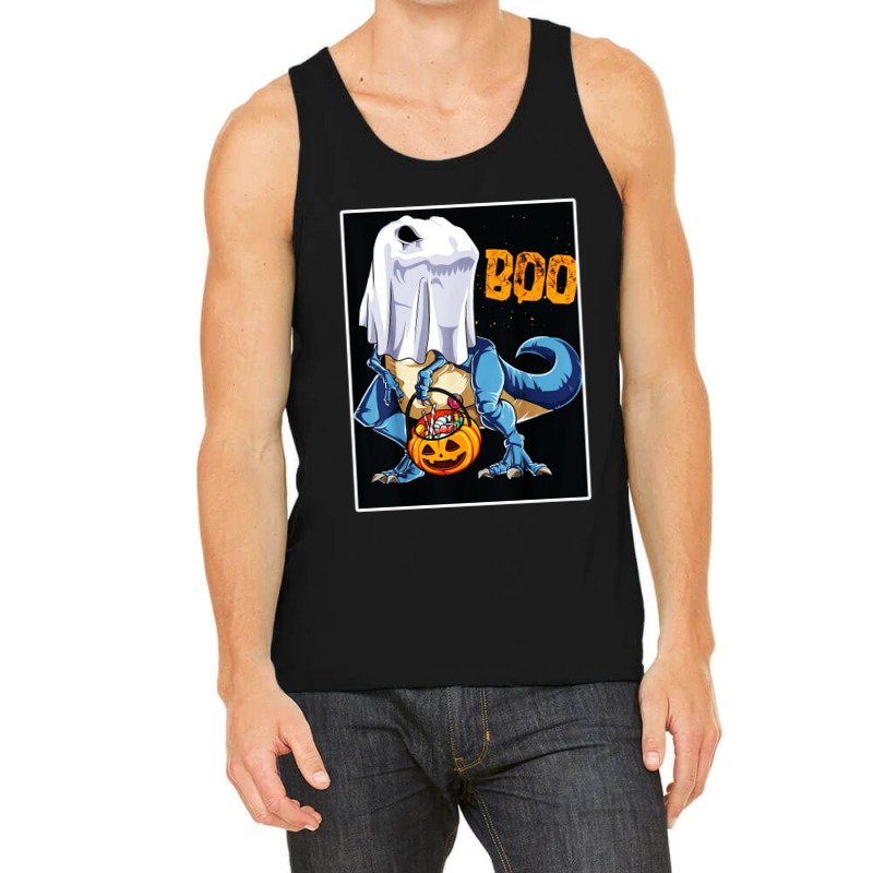 Ghost Dinosaur T Rex Funny Boo Halloween Gifts Men Pumpkin Tank Top | Artistshot