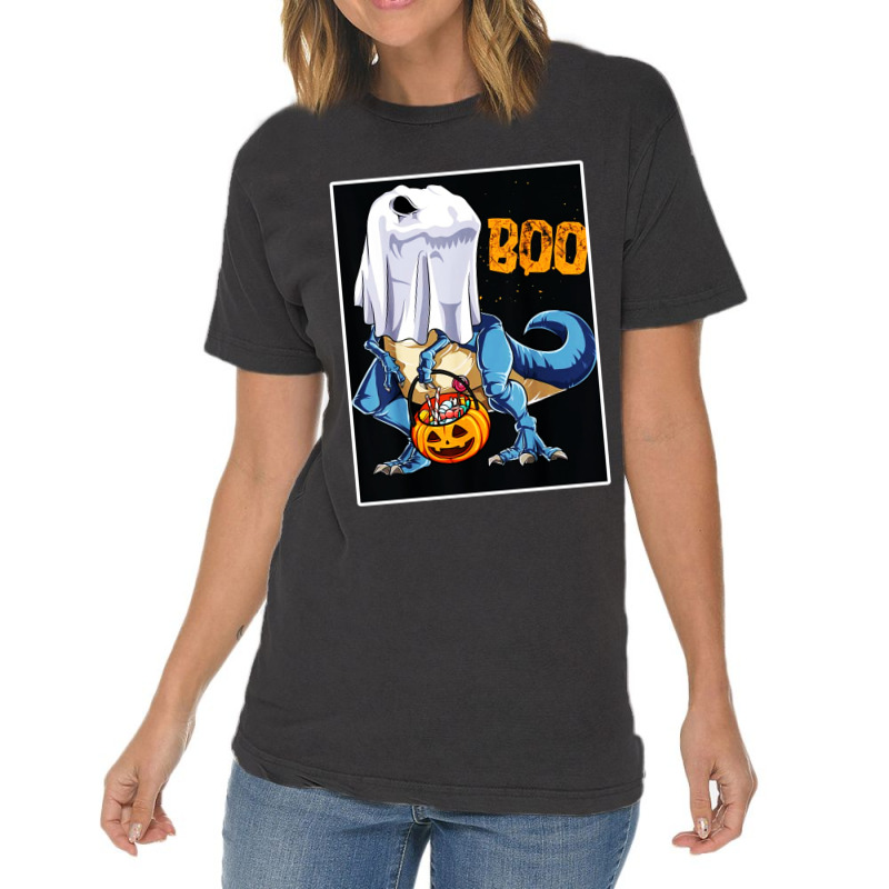 Ghost Dinosaur T Rex Funny Boo Halloween Gifts Men Pumpkin Vintage T-shirt | Artistshot