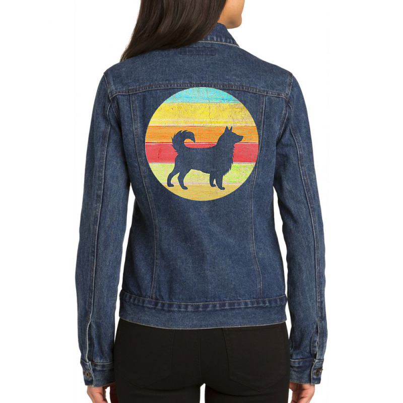 Border Collie Vintage T  Shirt Border Collie Vintage Rainbow Silhouett Ladies Denim Jacket by theaney | Artistshot