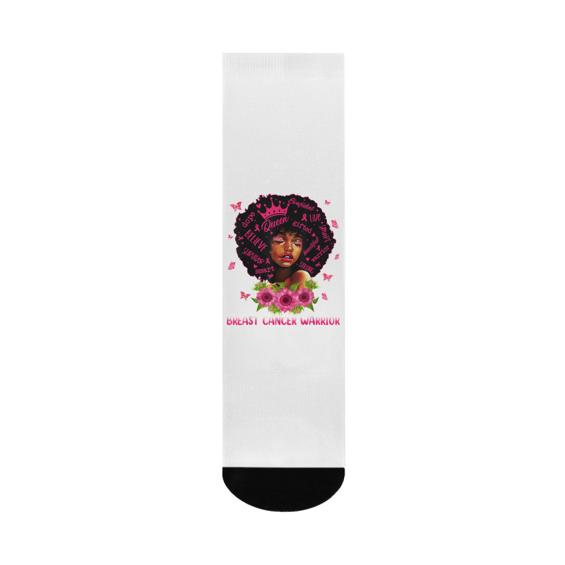 Black Women Black Queen Breast Cancer Warrior Pink Ribbon T Shirt Crew Socks | Artistshot