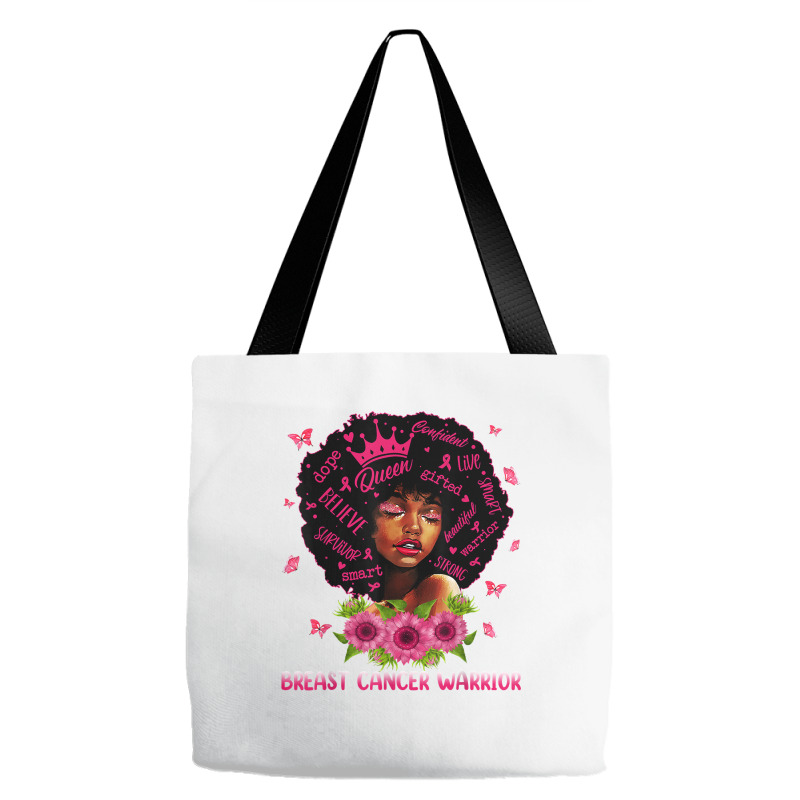 Black Women Black Queen Breast Cancer Warrior Pink Ribbon T Shirt Tote Bags | Artistshot