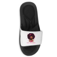 Black Women Black Queen Breast Cancer Warrior Pink Ribbon T Shirt Slide Sandal | Artistshot