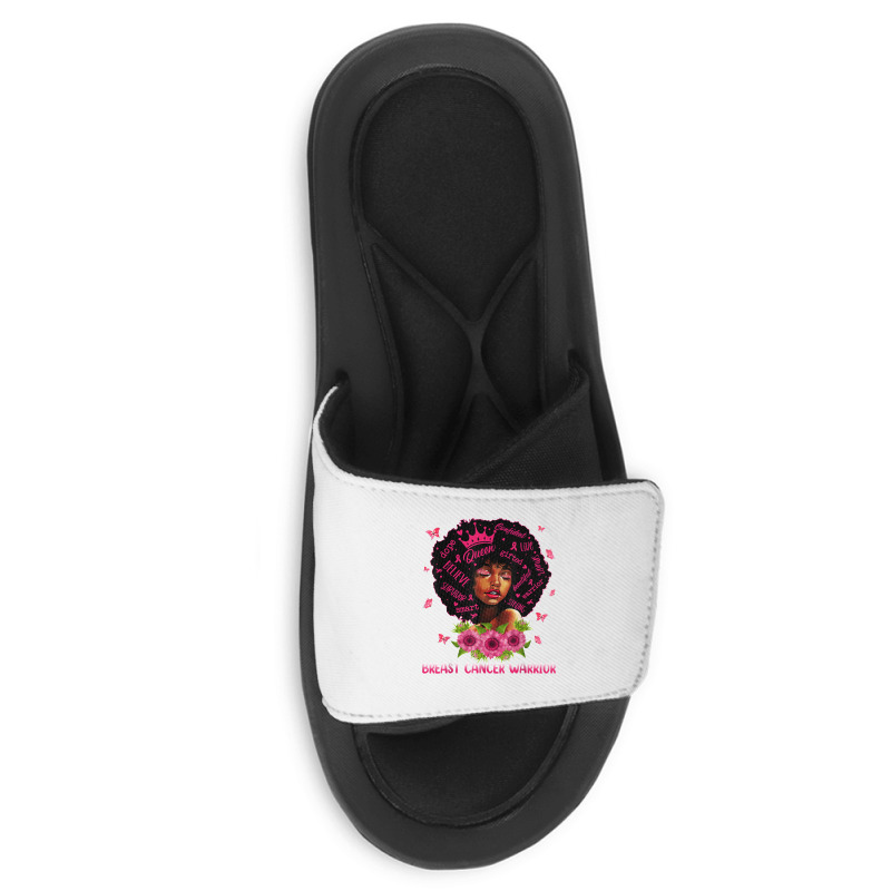 Black Women Black Queen Breast Cancer Warrior Pink Ribbon T Shirt Slide Sandal | Artistshot