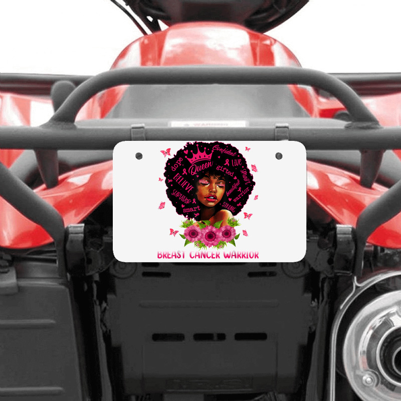 Black Women Black Queen Breast Cancer Warrior Pink Ribbon T Shirt Atv License Plate | Artistshot