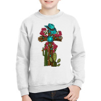 Cross Gemstone Cactus Roses Cowboy Hat Youth Sweatshirt | Artistshot