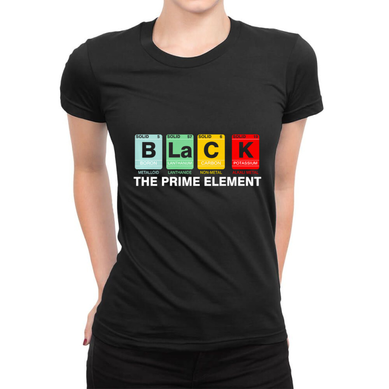 Black The Prime Element Black History Month Periodic Table T S Ladies Fitted T-Shirt by michaelnaher | Artistshot