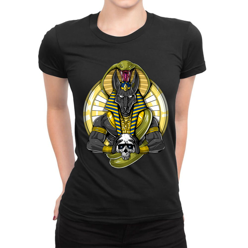 Hippie Egyptian Mythology God Anubis Ladies Fitted T-Shirt by criticizematter | Artistshot