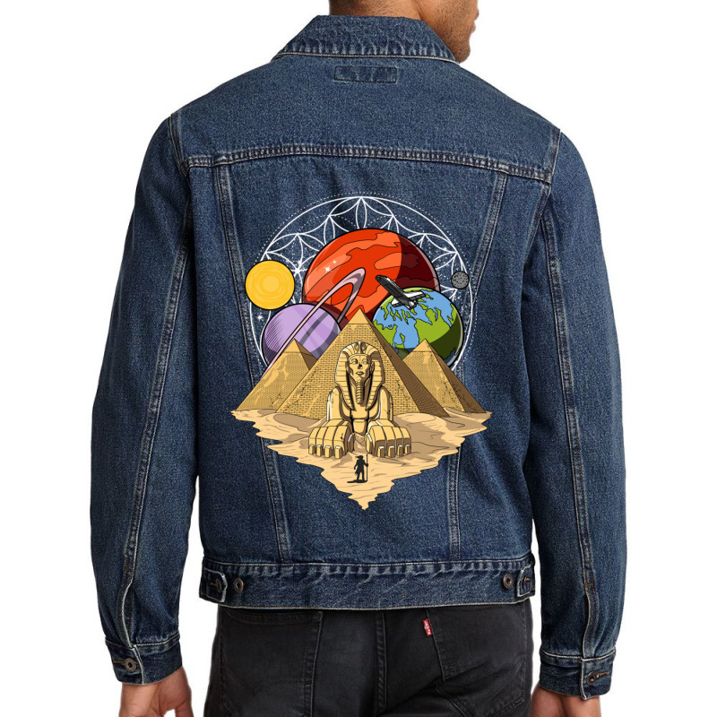 Hippie Egyptian Pyramids Sacred Geometry Men Denim Jacket | Artistshot