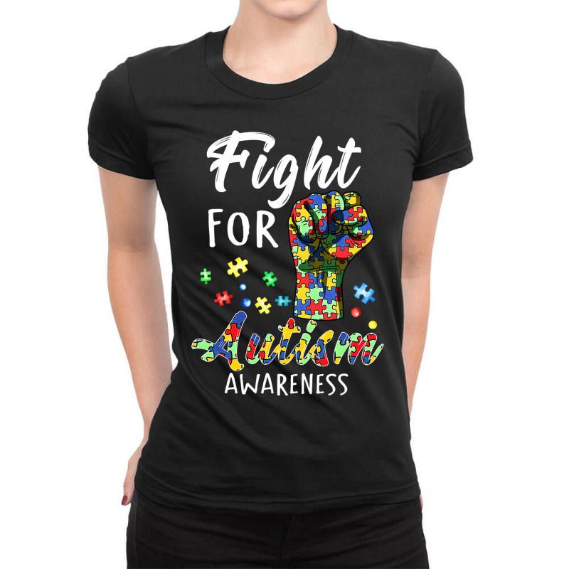 Fight For Autism Awareness World Autism Awareness Day Ladies Fitted T-Shirt by BrennleyBrown | Artistshot