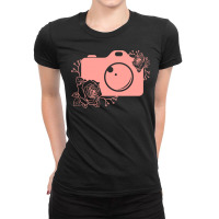 Photographer T  Shirt Pink Camera Silhouette T  Shirt Ladies Fitted T-shirt | Artistshot