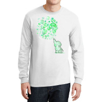 Womens Elephant Blowing Up Green Balloons Kidney Disease Awareness V N Long Sleeve Shirts | Artistshot