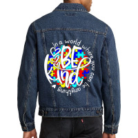 In A World Where You Can Be Anything Be Kind Autism Funny Men Denim Jacket | Artistshot