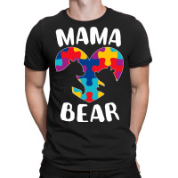 Mama Bear Autism Awareness Puzzle Piece Support Autistic Mom Funny T-shirt | Artistshot