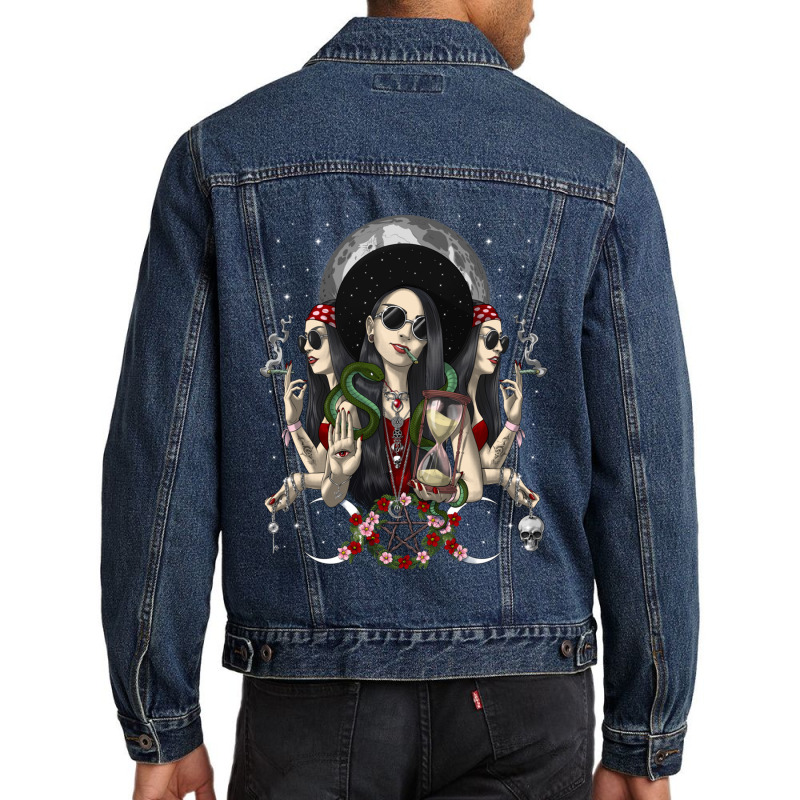 Hippie Hecate Triple Moon Goddess Men Denim Jacket by criticizematter | Artistshot