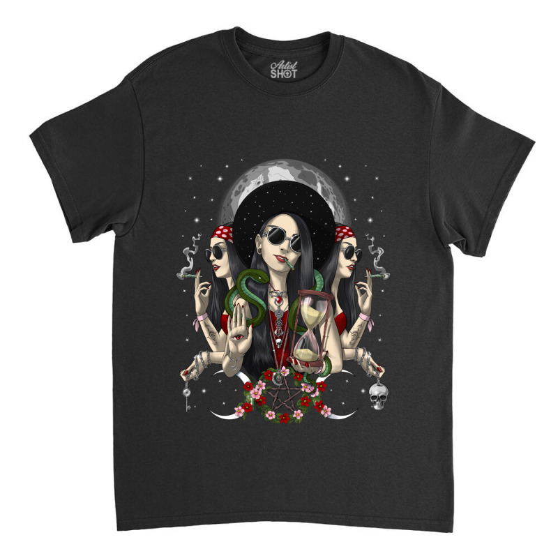 Hippie Hecate Triple Moon Goddess Classic T-shirt by criticizematter | Artistshot