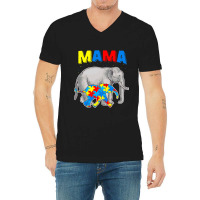 Mama Elephant Autism Awareness V-neck Tee | Artistshot