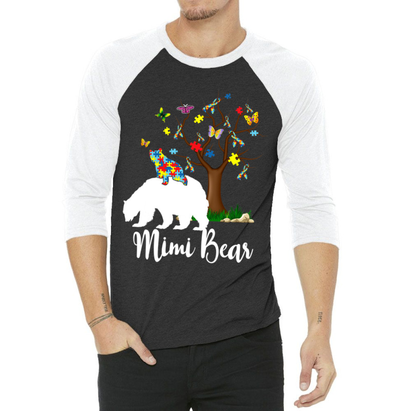 Mimi Bear Autism Awareness Love Support 3/4 Sleeve Shirt by Michael	Kilburn | Artistshot