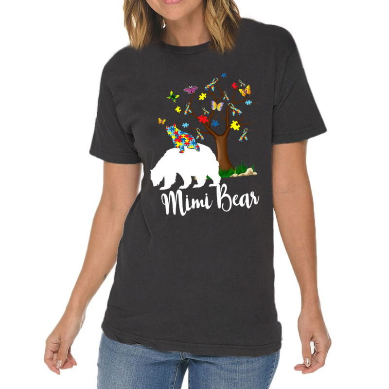 Mimi Bear Autism Awareness Love Support Vintage T-Shirt by Michael	Kilburn | Artistshot