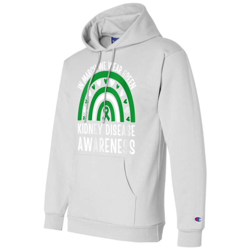 Womens In March We Wear Green Rainbow Kidney Disease Awareness V Neck  Champion Hoodie | Artistshot