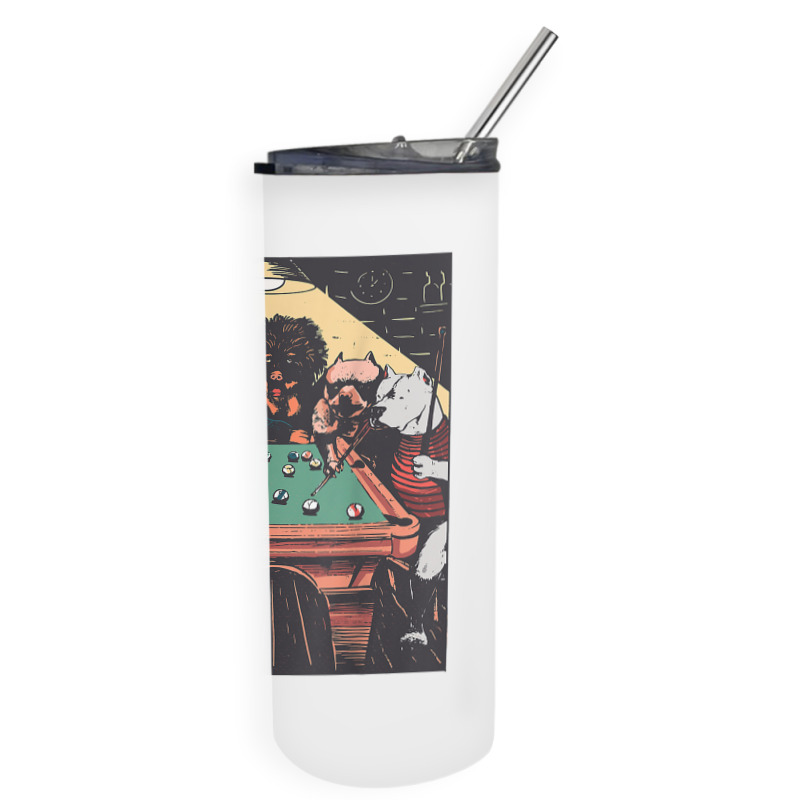 Game Night Time Dogs On Billiards Pool Table Shooting 8 Ball T Shirt Skinny Tumbler | Artistshot