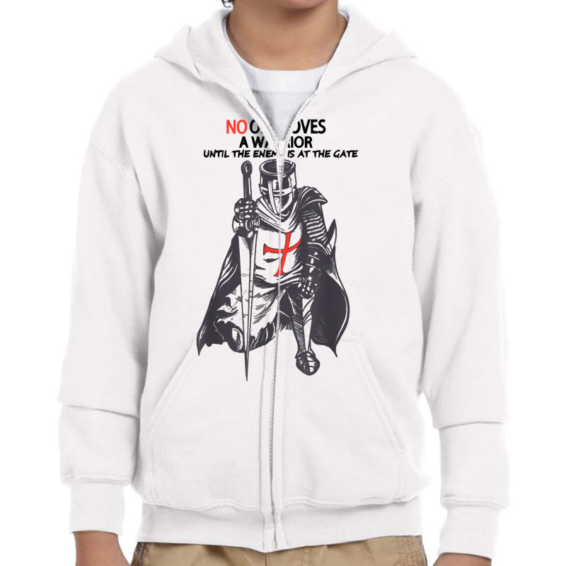 No One Loves A Warrior, Crusader Jesus Cross Knight Templar T Shirt Youth Zipper Hoodie | Artistshot