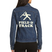 Vintage Track & Field Throwing Coach Javelin Shot Put Discus T Shirt Ladies Denim Jacket | Artistshot