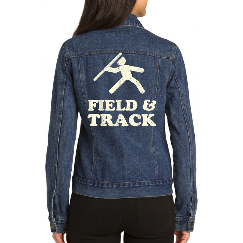 Vintage Track & Field Throwing Coach Javelin Shot Put Discus T Shirt Ladies Denim Jacket by kewisharemeliadq | Artistshot