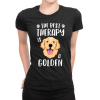 The Best Therapy Is A Golden Retriever T Shirt Women Dog T Shirt Ladies Fitted T-shirt | Artistshot