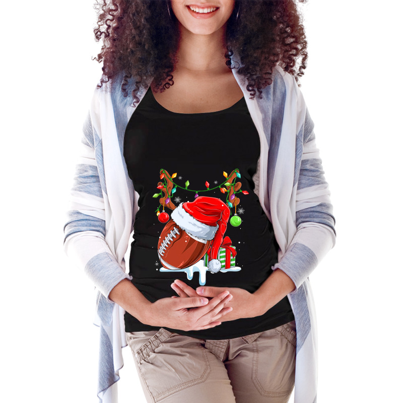 Football Funny Football Reindeer Santa Hat Christmas Holiday Pjs Xmas  Maternity Scoop Neck T-shirt by permad | Artistshot