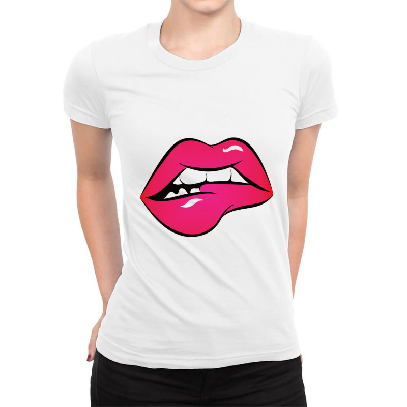 Sexy Lip Biting Ladies Fitted T-Shirt by daniellepaine | Artistshot