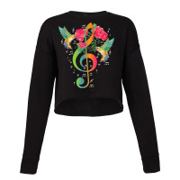 Treble Clef Roses Hummingbird Music Notes Musician T Shirt Cropped Sweater | Artistshot