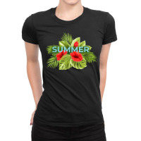 Tropical Hibiscus Floral Flower Palm Leaf Hawaiian Island T Shirt Ladies Fitted T-shirt | Artistshot