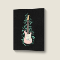 Electric Guitar T  Shirt Pink S  Style Electric Guitar Flowering Vines Portrait Canvas Print | Artistshot