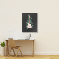 Electric Guitar T  Shirt Pink S  Style Electric Guitar Flowering Vines Portrait Canvas Print | Artistshot