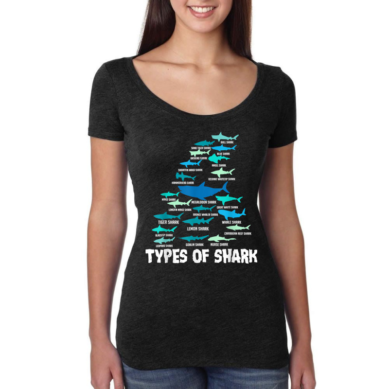 Types Of Shark Megalodon Great White Nurse Shark Men Women T Shirt Women's Triblend Scoop T-shirt by maionexzweddel1i | Artistshot