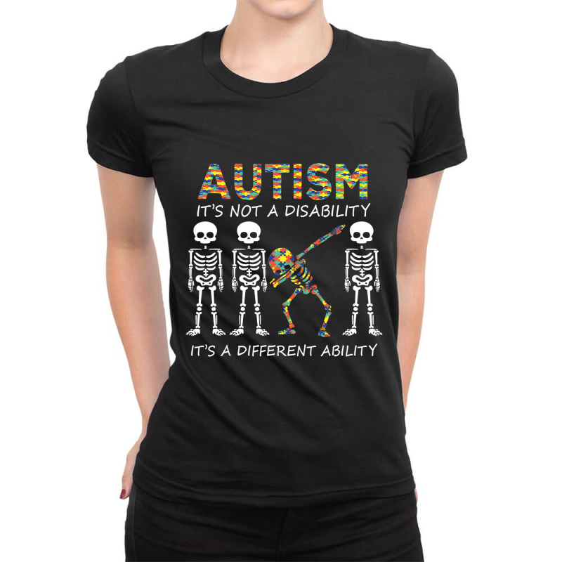 Autism Its A Different Ability Dabbing Skeleton Ladies Fitted T-Shirt by ErikaYescas | Artistshot