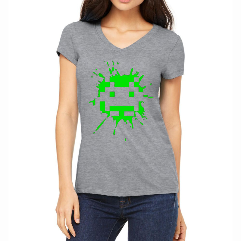 Space Invader 2 Splat Women's V-Neck T-Shirt by nbobatiga | Artistshot