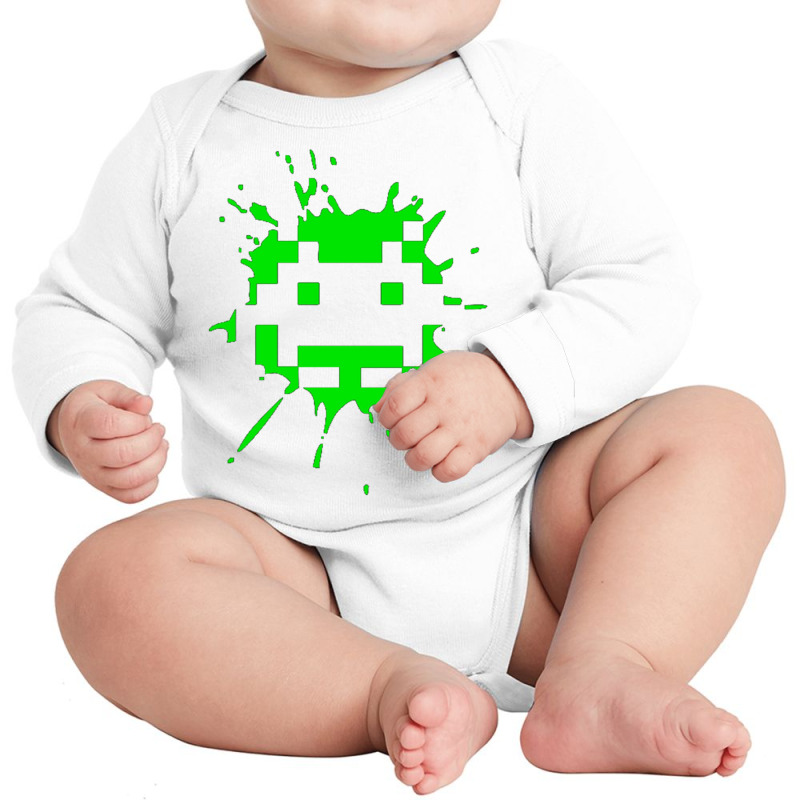 Space Invader 2 Splat Long Sleeve Baby Bodysuit by nbobatiga | Artistshot