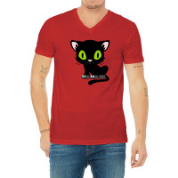 Black Cat V-neck Tee | Artistshot