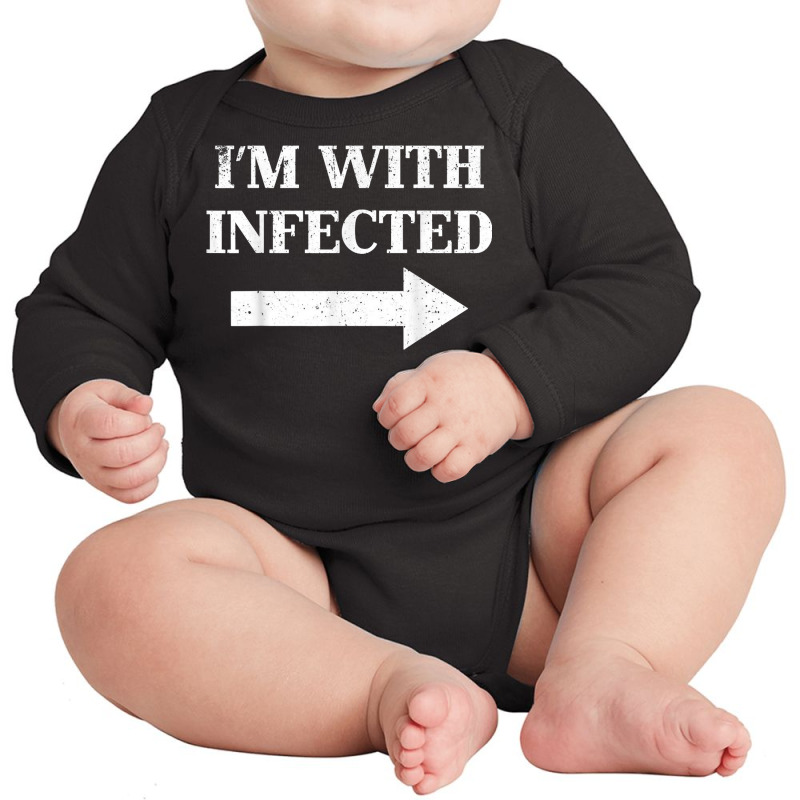 Vintage I'm With Infected T Shirt Long Sleeve Baby Bodysuit | Artistshot