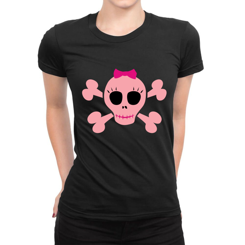 Fummy Pink Skull Long Sleeve Ladies Fitted T-Shirt by ujang atkinson | Artistshot