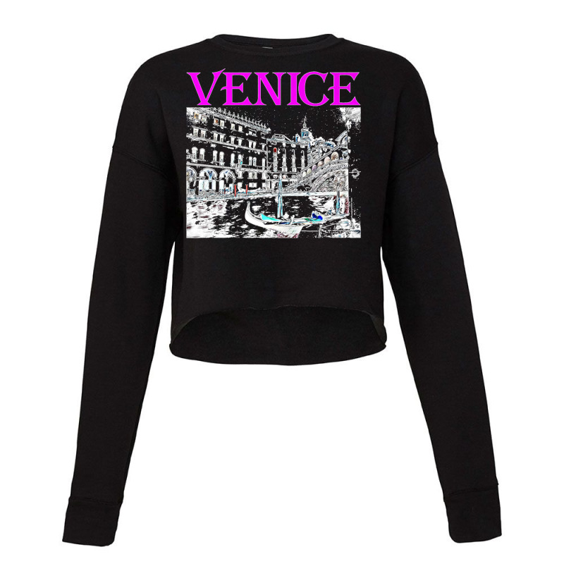 Venice Italy Travel Rialto Bridge Gondolas Grand Canal Black Premium T Cropped Sweater by James William | Artistshot