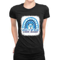 Light It Up Blue Rainbow Bleached Autism Awareness T Shirt Ladies Fitted T-shirt | Artistshot