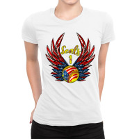 Angel Wings Softball Ladies Fitted T-shirt | Artistshot