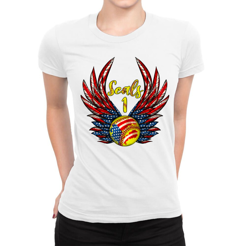 Angel Wings Softball Ladies Fitted T-Shirt by Jasminsmagicworld | Artistshot